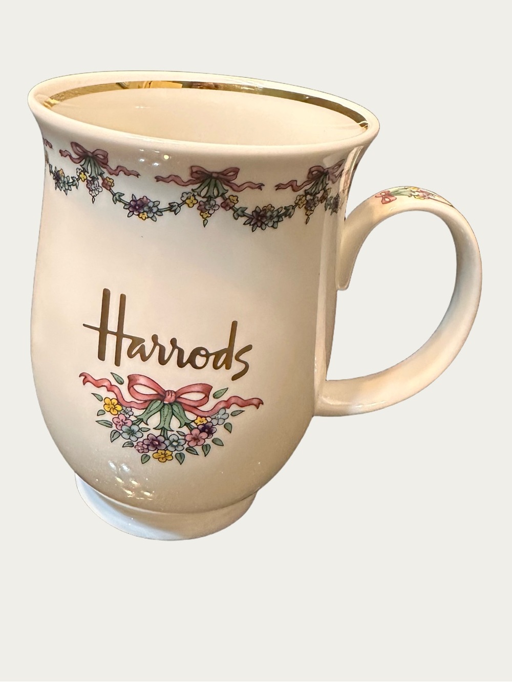 Harrods Floral & Bow Swag Bone China Cup